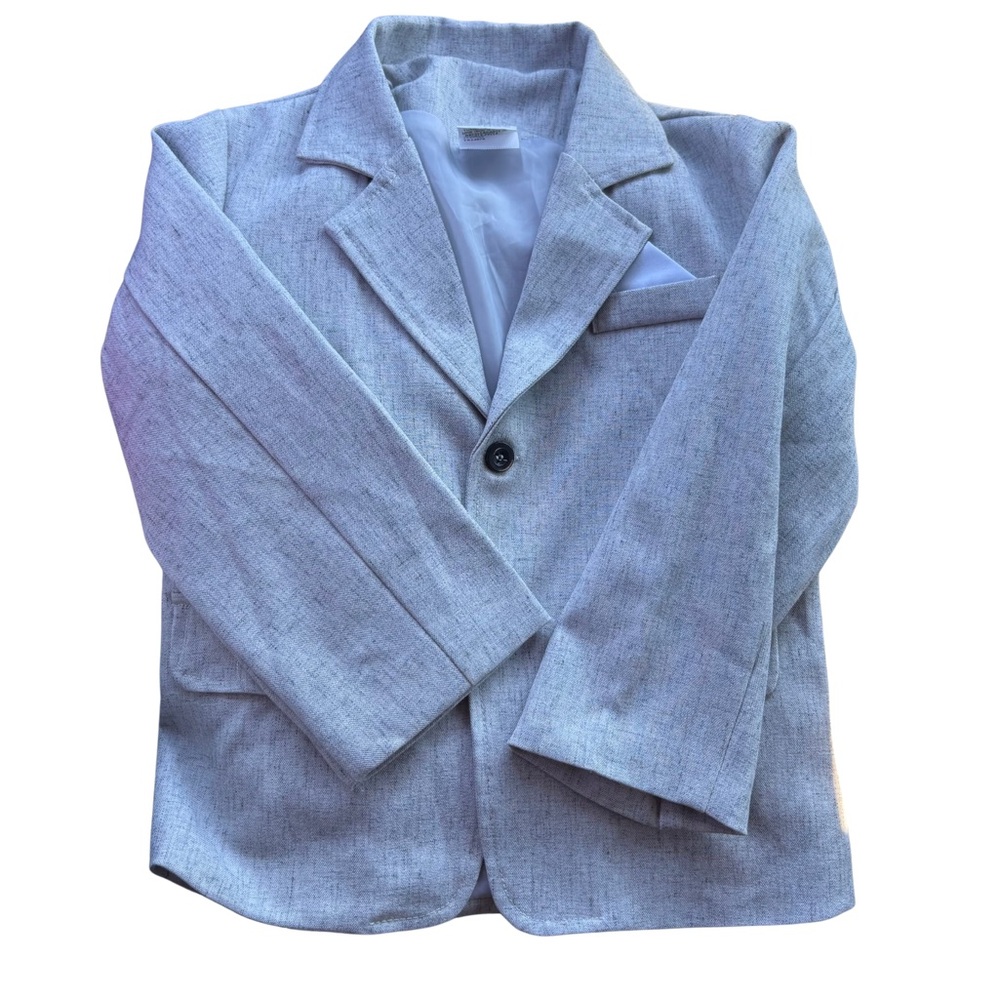 Stylish Gray Kids Blazer with Pocket Square